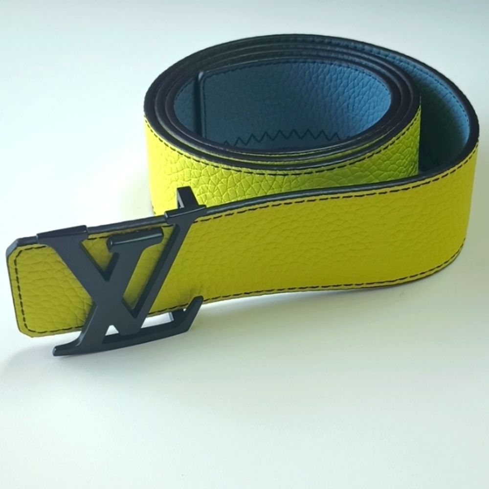 Louis Vuitton Initials Reversible Color Blocks Taurillion 1.5" Leather Belt